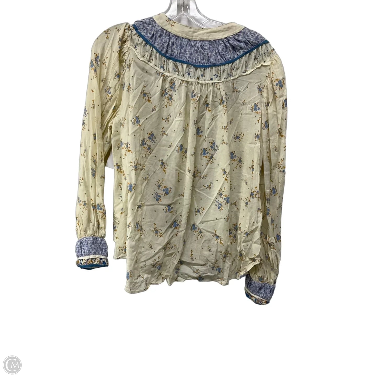 Top Long Sleeve By Free People In Blue & Cream, Size: Xs