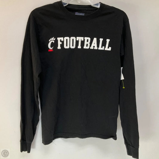Athletic Top Long Sleeve Collar By Champion In Black, Size: S