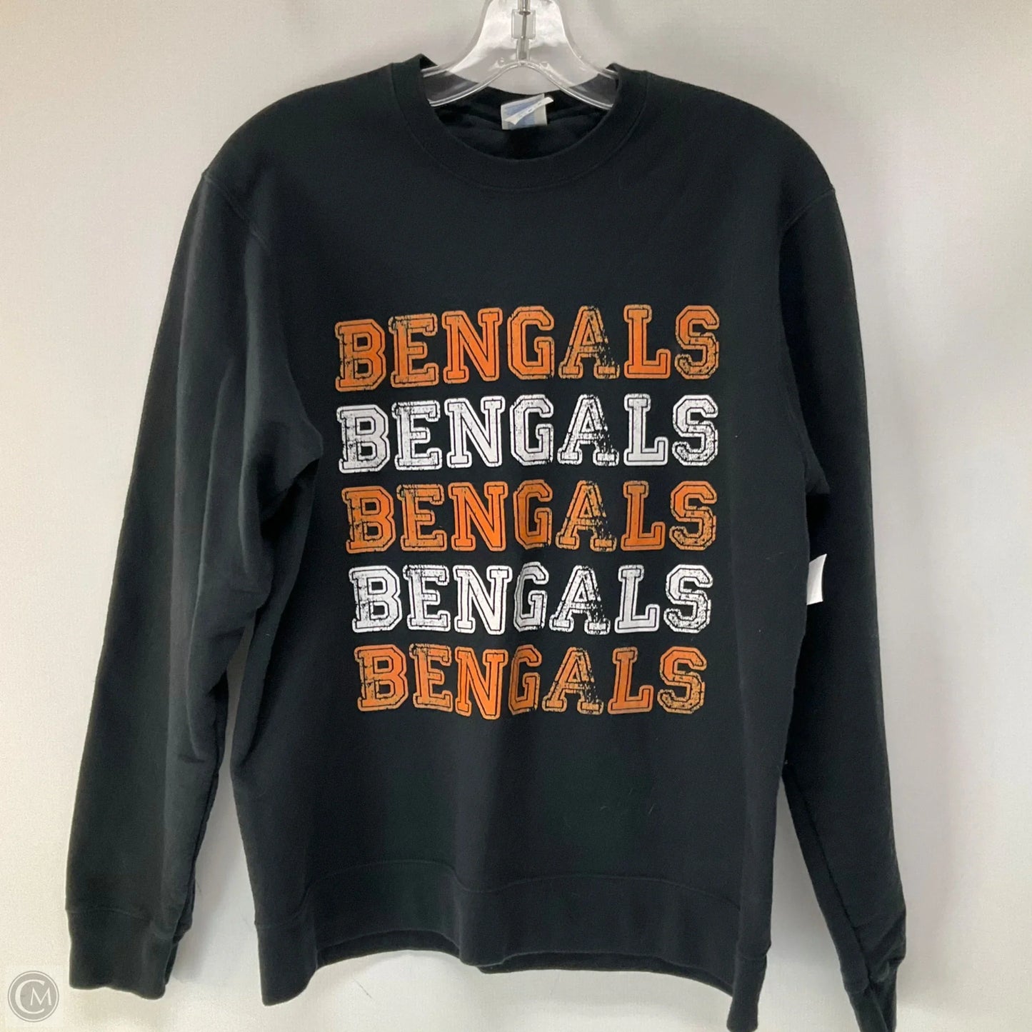 Top Long Sleeve By Port & Company In Black & Orange, Size: M