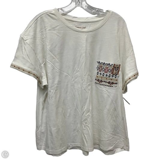 Top Short Sleeve By Coldwater Creek In Cream, Size: 2x