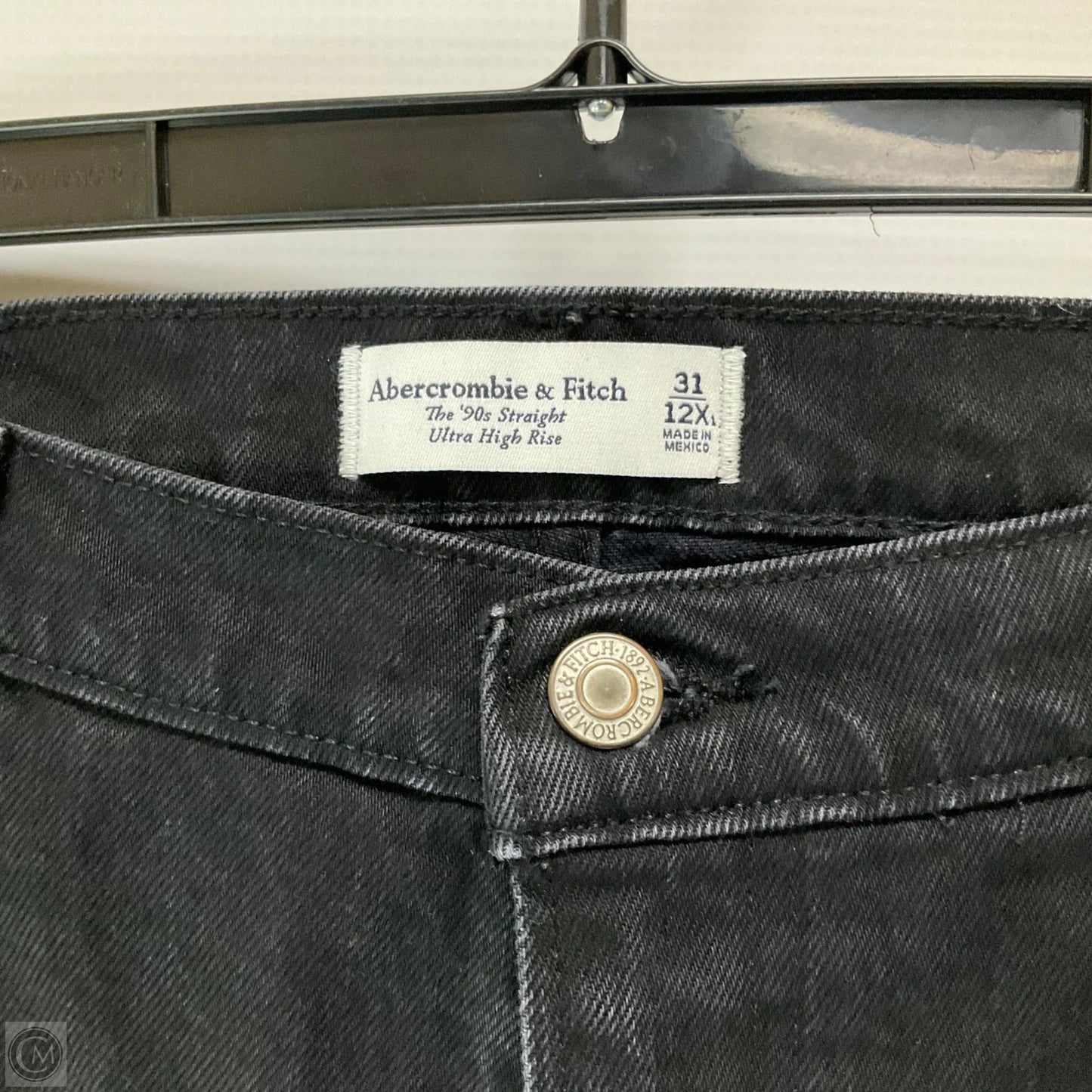 Jeans Straight By Abercrombie And Fitch In Black Denim, Size: 12l