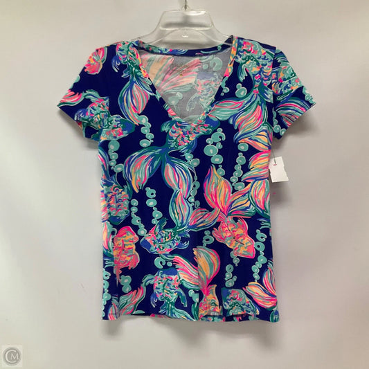 Top Short Sleeve Designer By Lilly Pulitzer In Blue, Size: S