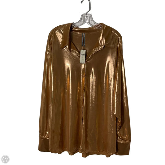 Top Long Sleeve By Anthropologie In Gold, Size: 2x