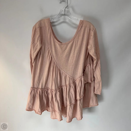 Top Long Sleeve By Free People In Pink, Size: S