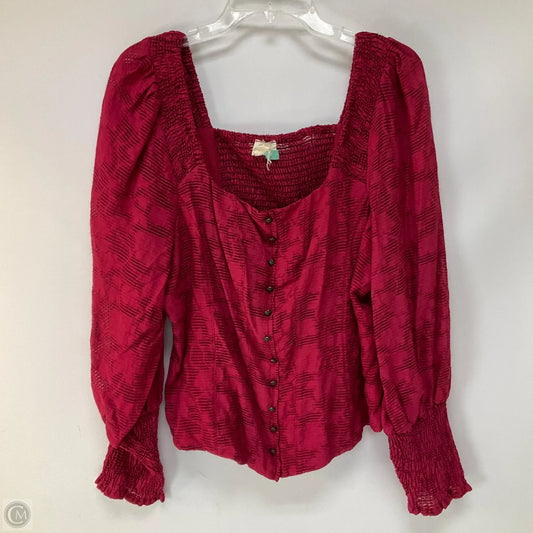 Top Long Sleeve By Anthropologie In Pink, Size: 1x
