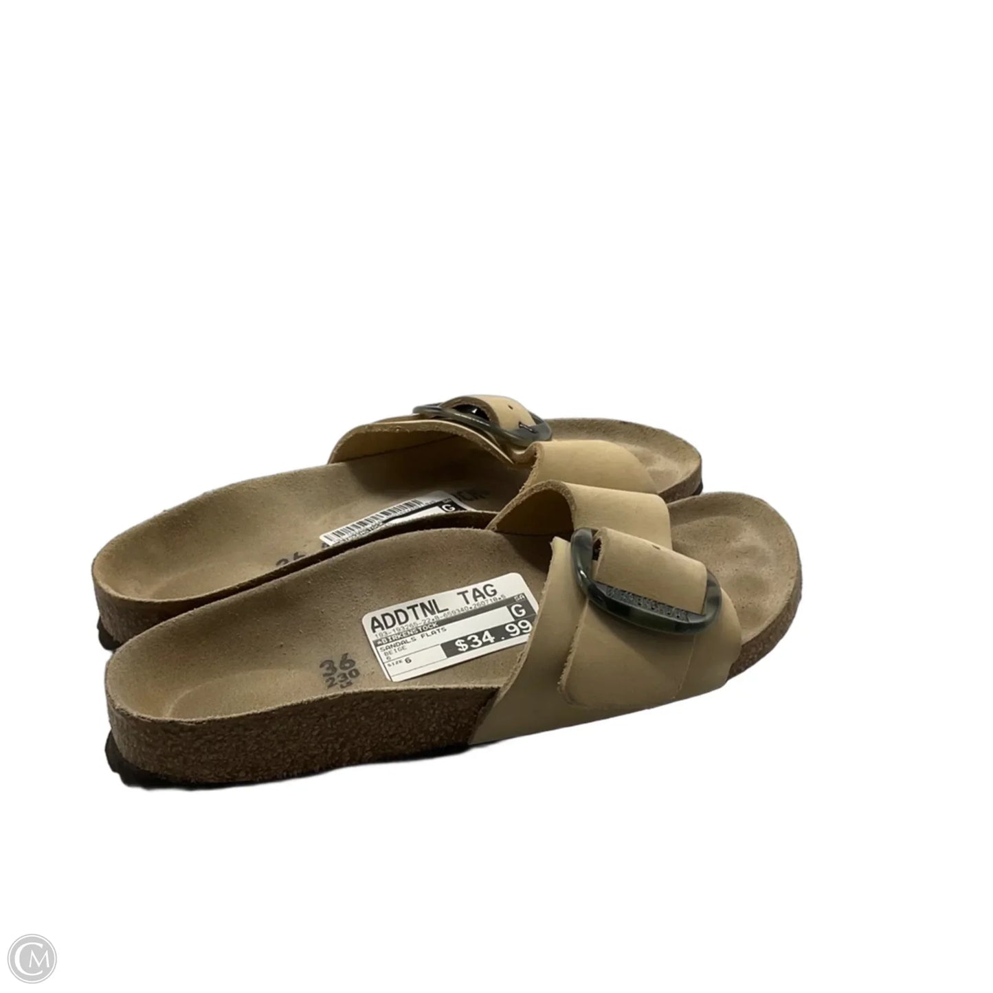 Sandals Flats By Birkenstock In Beige, Size: 6