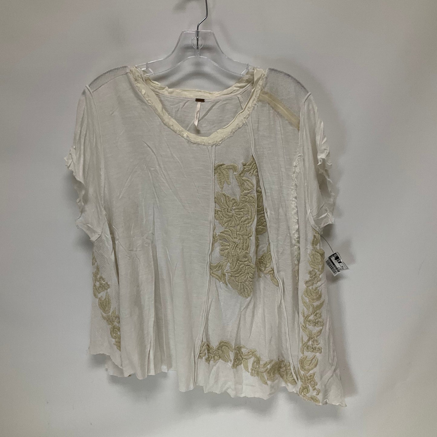 Cream Top Short Sleeve Free People, Size Xs