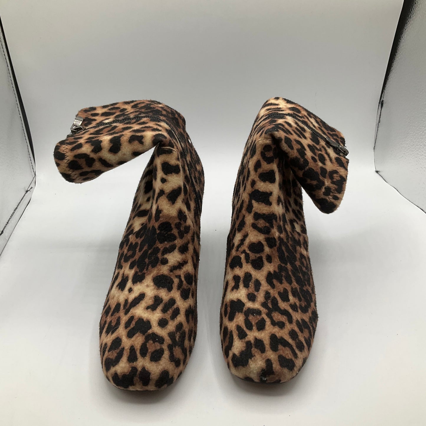 Animal Print Boots Ankle Heels Cmb, Size 8