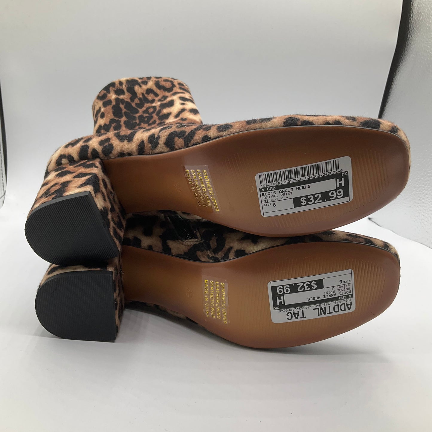 Animal Print Boots Ankle Heels Cmb, Size 8