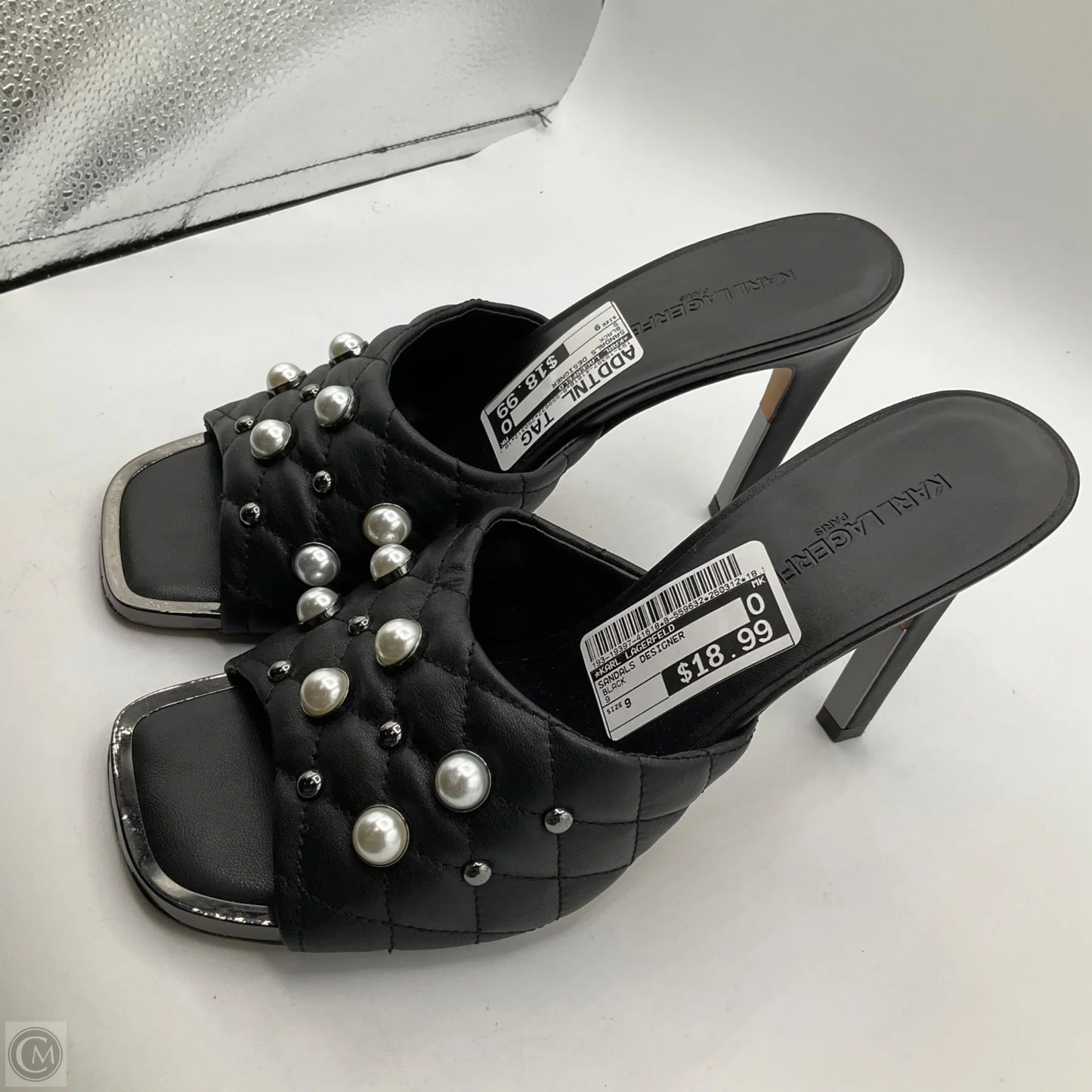 Sandals Designer By Karl Lagerfeld In Black, Size: 9
