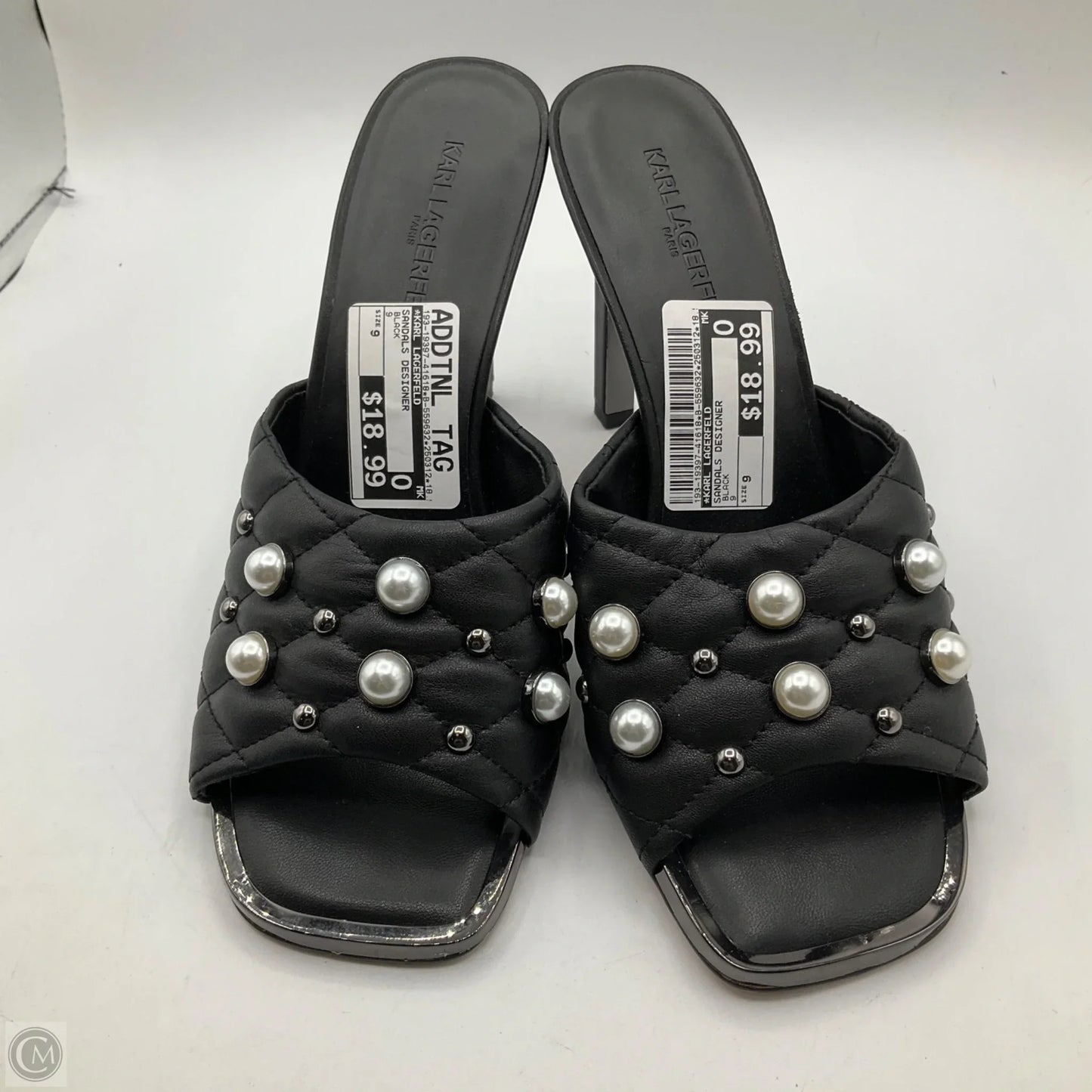 Sandals Designer By Karl Lagerfeld In Black, Size: 9