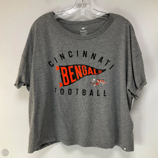 Athletic Top Short Sleeve By Fanatics In Grey, Size: 2x