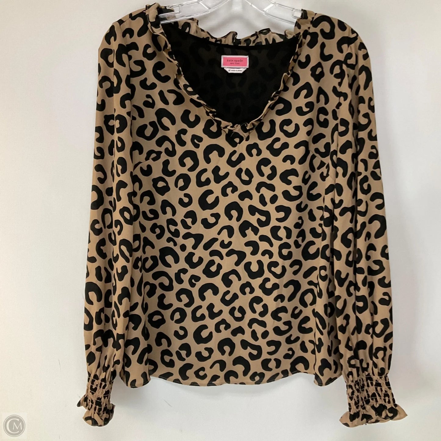 Top Long Sleeve Designer By Kate Spade In Animal Print, Size: Xs