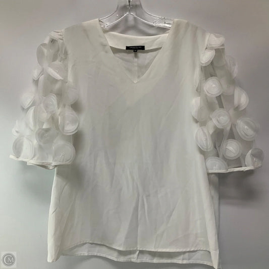 Top Short Sleeve Designer By Lafayette 148 In White, Size: Xl