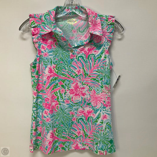 Top Sleeveless Designer By Lilly Pulitzer In Green & Pink, Size: Xs
