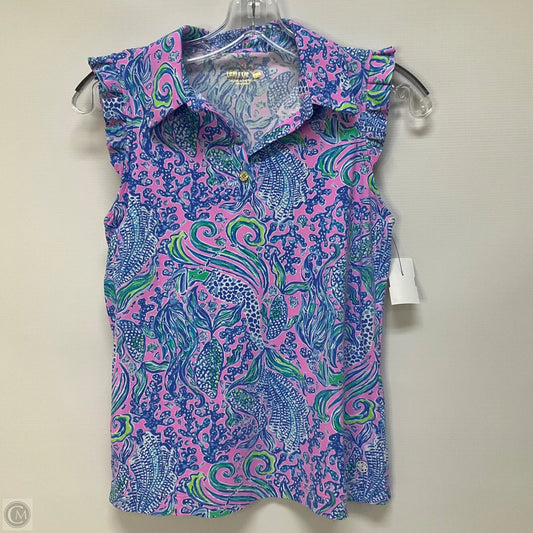 Top Sleeveless Designer By Lilly Pulitzer In Blue & Pink, Size: Xs