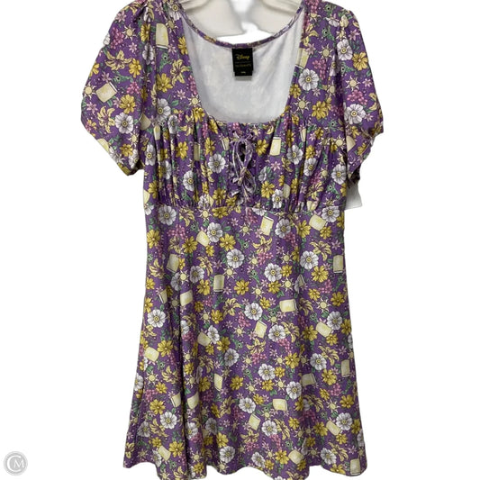 Dress Casual Short By Disney In Purple & Yellow, Size: Xxl