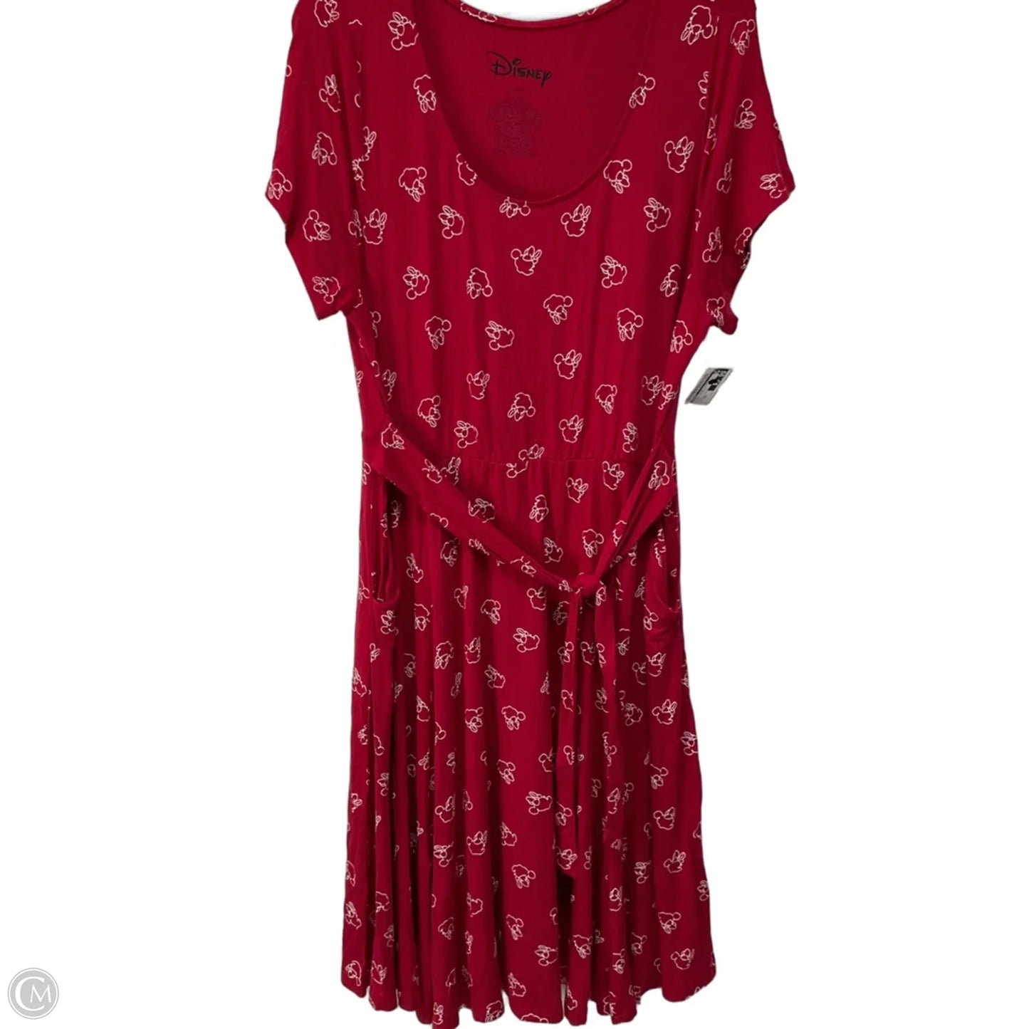 Dress Casual Midi By Disney In Red & White, Size: Xl