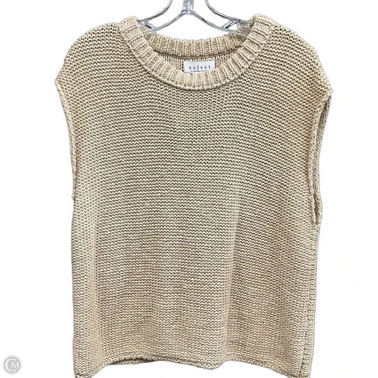 Sweater Short Sleeve By Velvet In Beige, Size: S