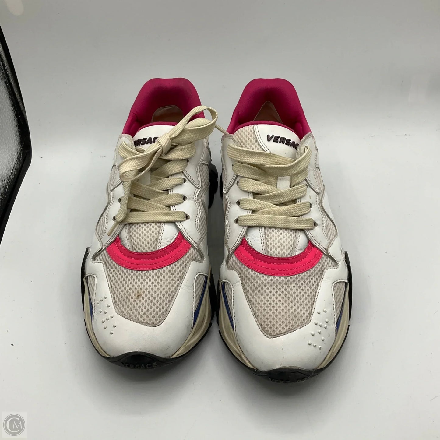 Shoes Luxury Designer By Versace In White, Size: 8.5