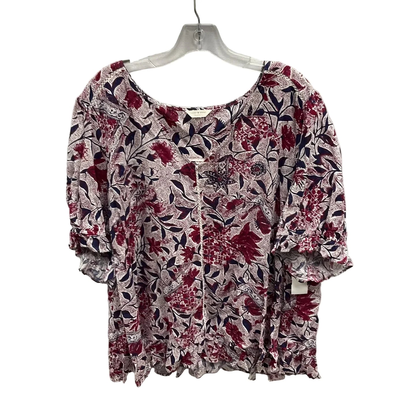 Top Short Sleeve By Lucky Brand In Floral Print, Size: 3x