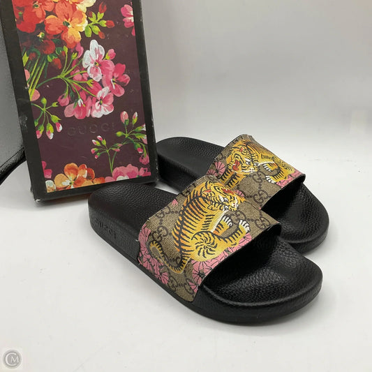 Sandals Luxury Designer By Gucci In Multi-colored, Size: 6.5