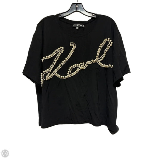 Top Short Sleeve Designer By Karl Lagerfeld In Black, Size: Xl