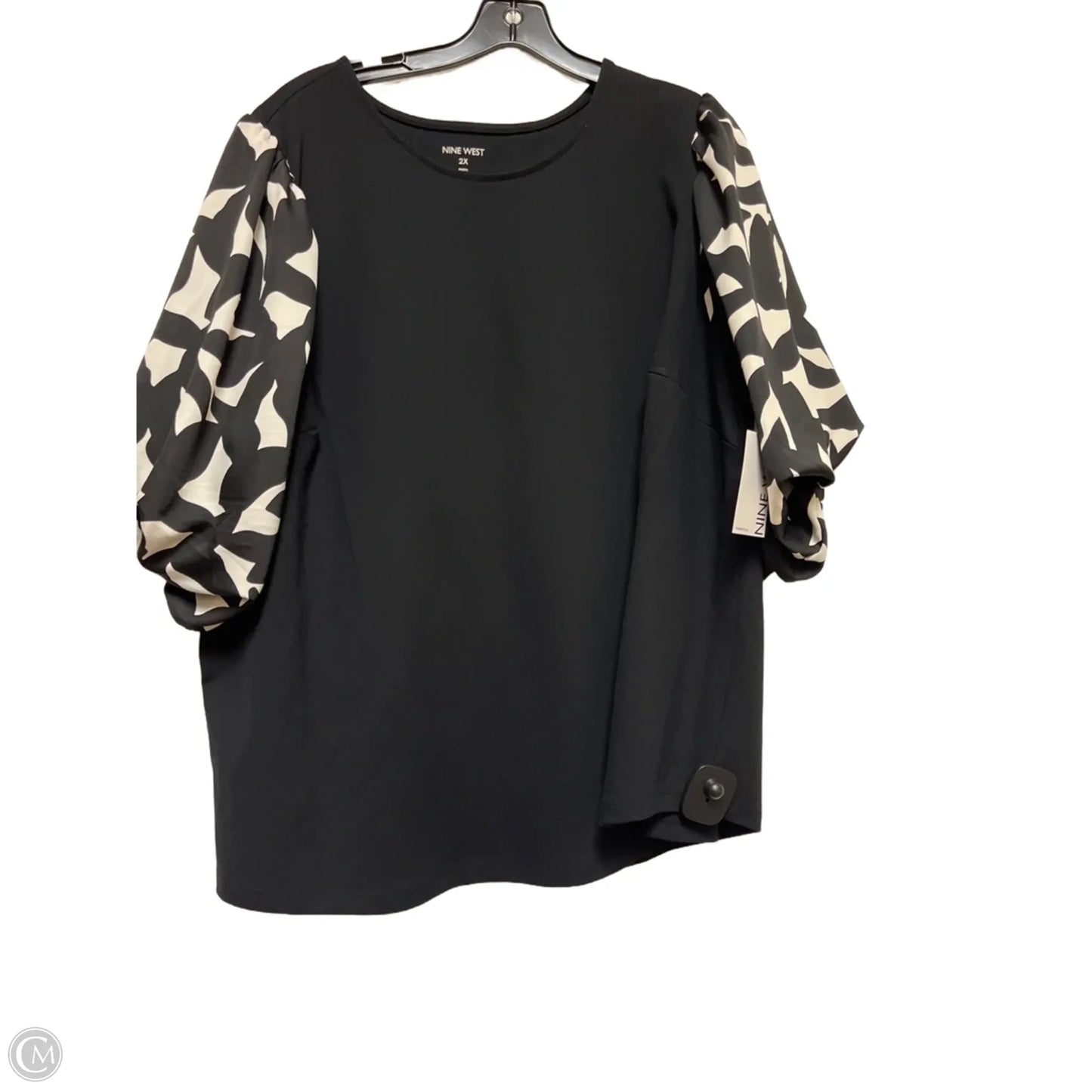 Top Short Sleeve By Nine West In Black & White, Size: 2x