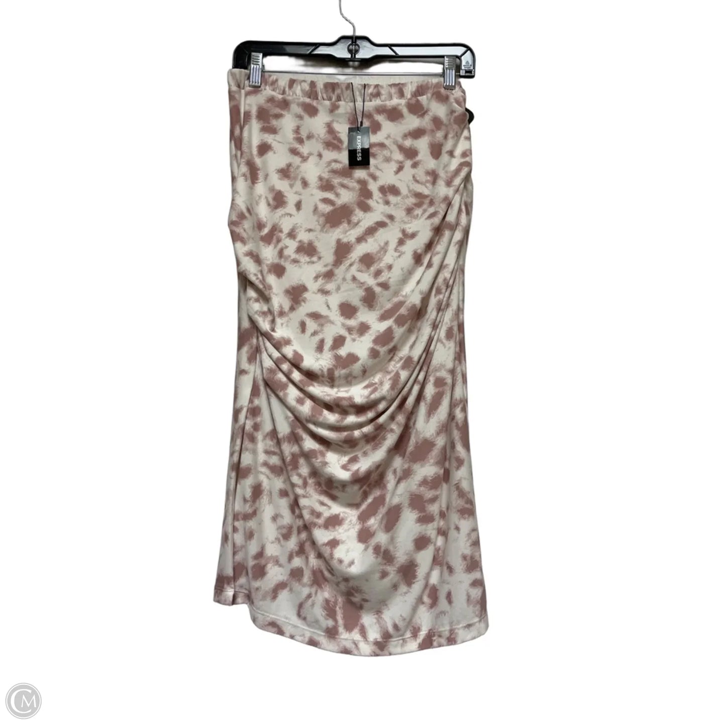 Skirt Midi By Express In Cream & Pink, Size: 8
