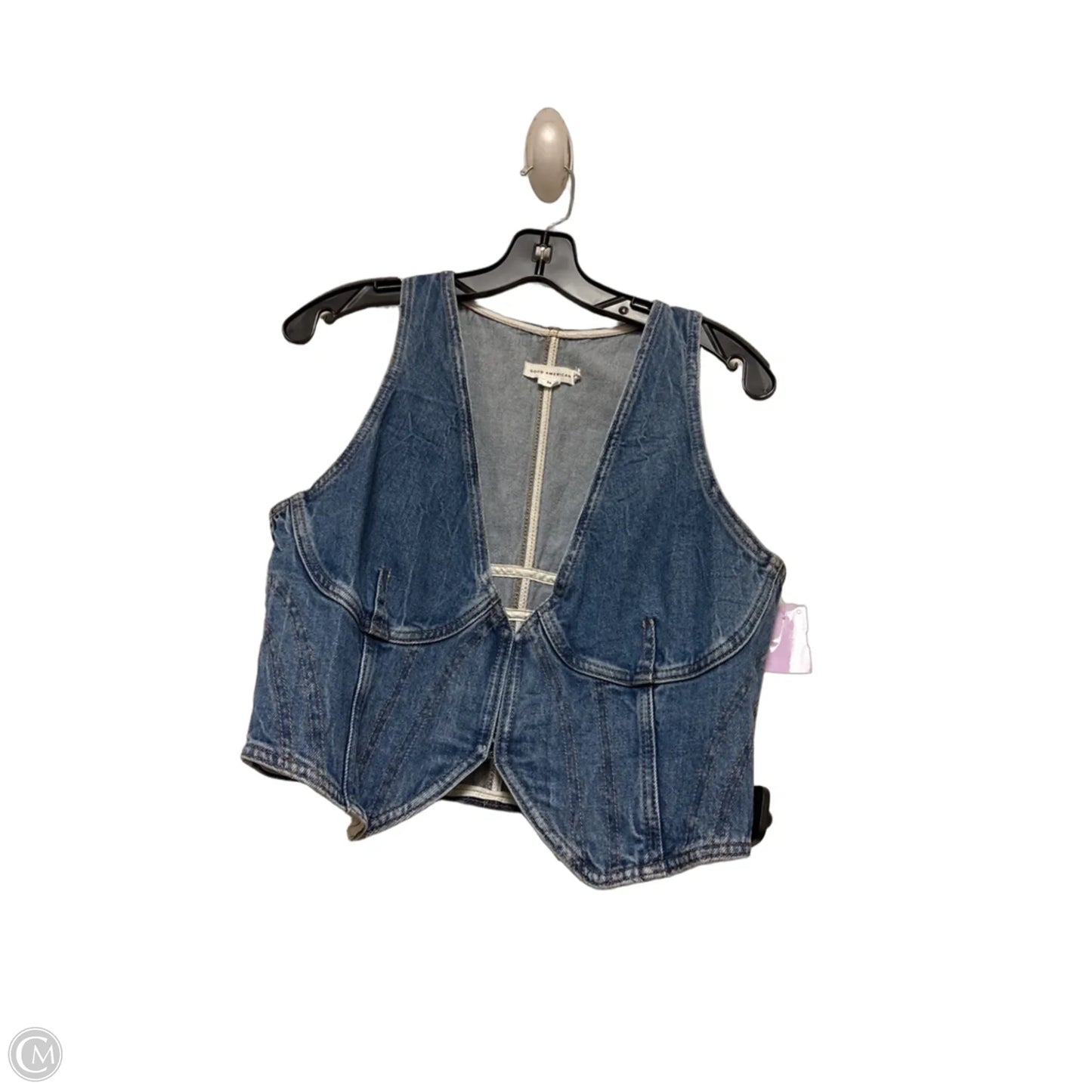Top Sleeveless By Good American In Blue Denim, Size: M