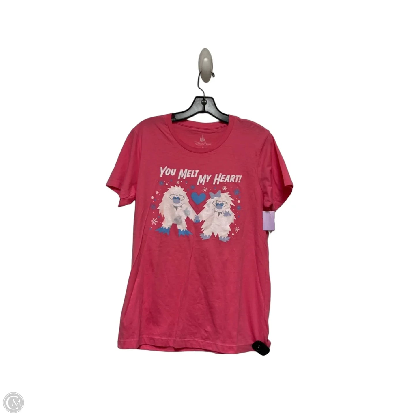 Top Short Sleeve Basic By Disney Store In Pink & White, Size: Xl