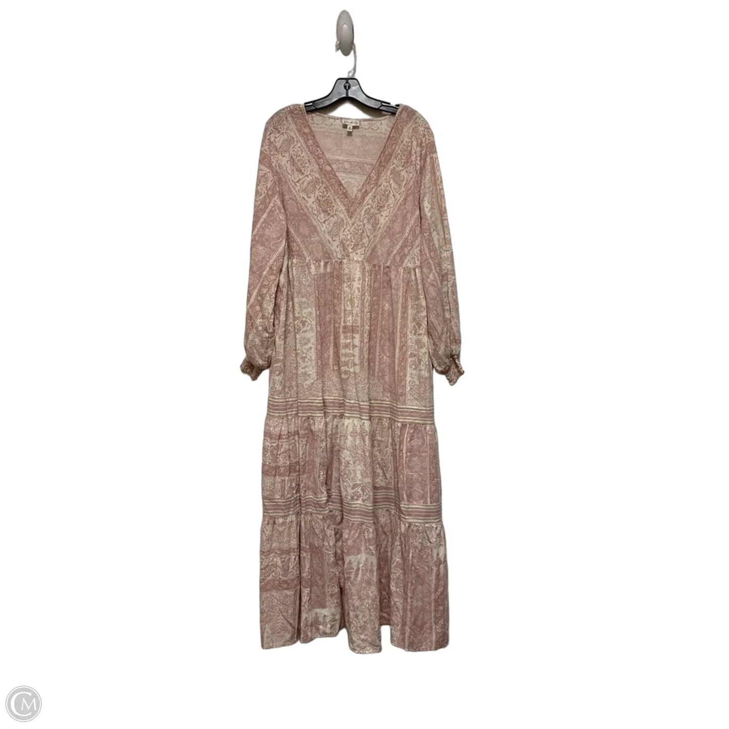 Dress Casual Maxi By Wonderly In Cream & Pink, Size: 2x