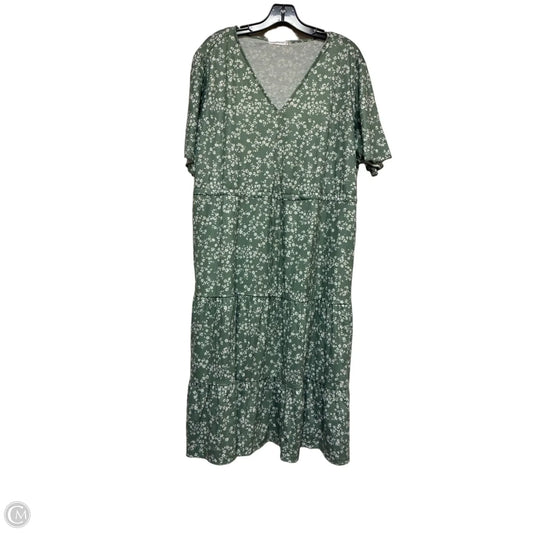 Dress Casual Midi By Clothes Mentor In Green & White, Size: 2x