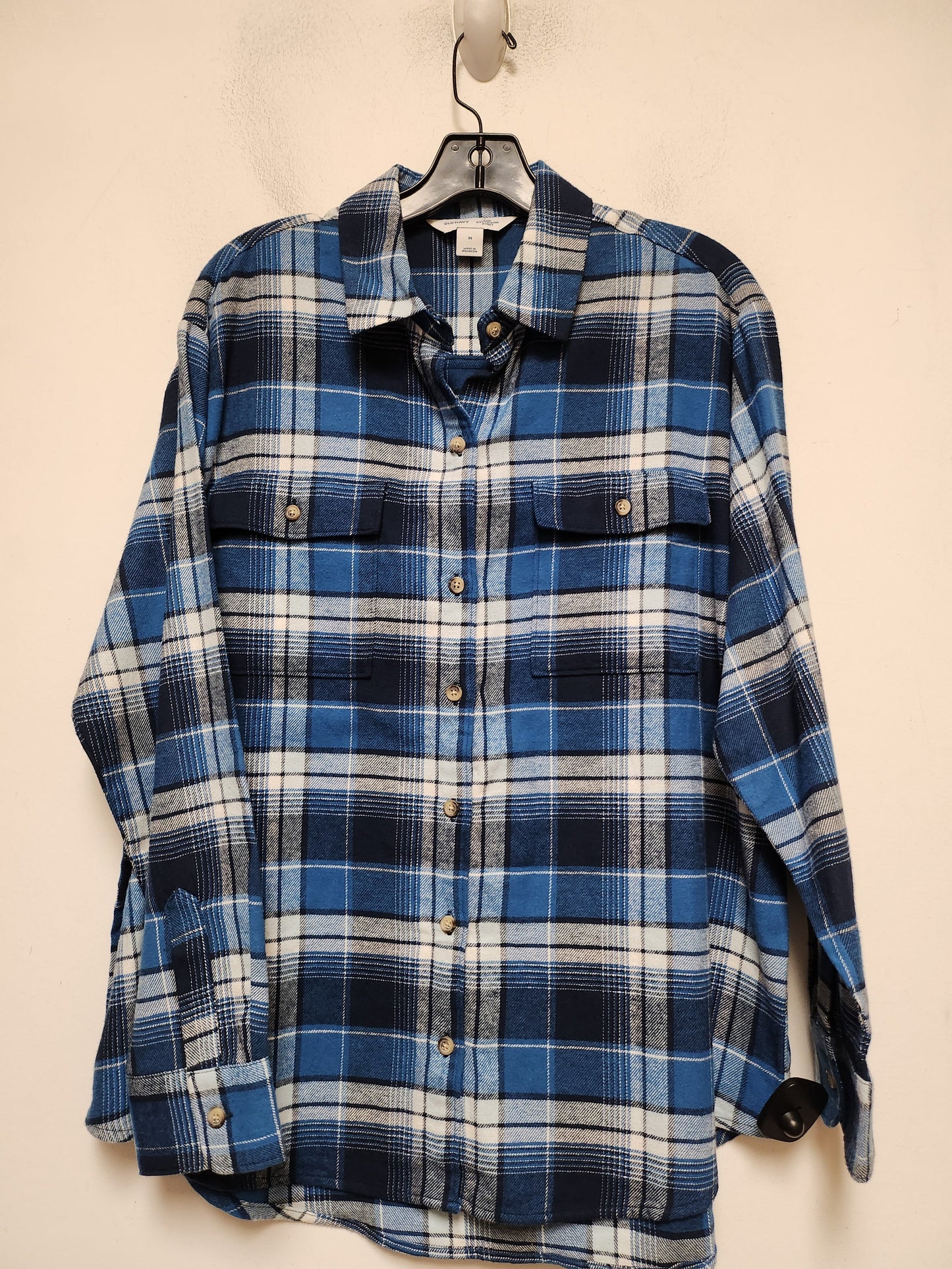 Plaid Pattern Top Long Sleeve Old Navy, Size M