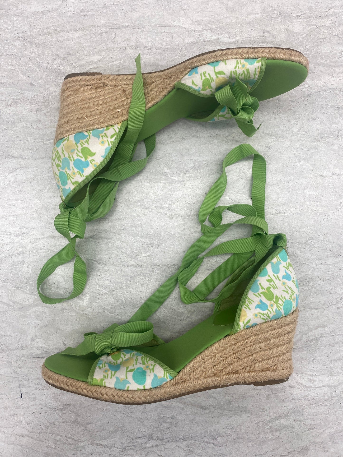 Green Shoes Heels Wedge Lilly Pulitzer, Size 7.5