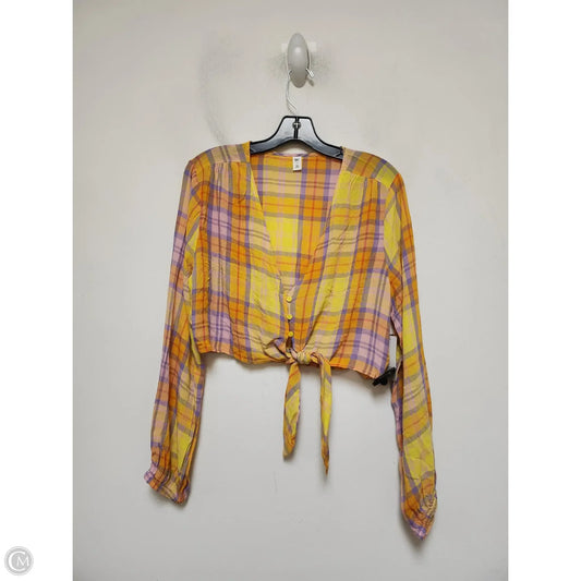 Top Long Sleeve By Bp In Plaid Pattern, Size: M