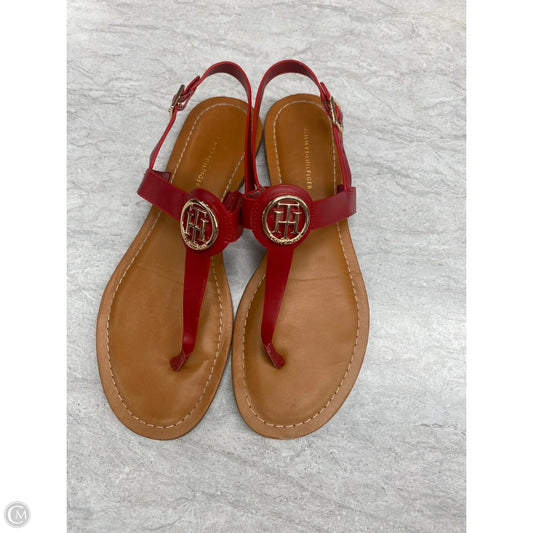 Sandals Flats By Tommy Hilfiger In Red & Tan, Size: 8.5