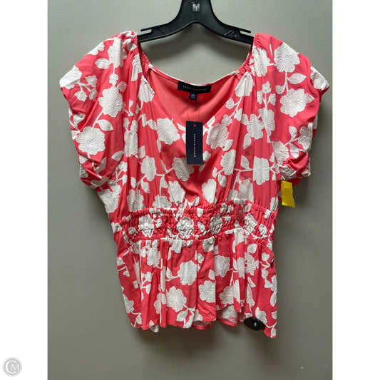 Top Short Sleeve By Tommy Hilfiger In Pink & White, Size: Xl