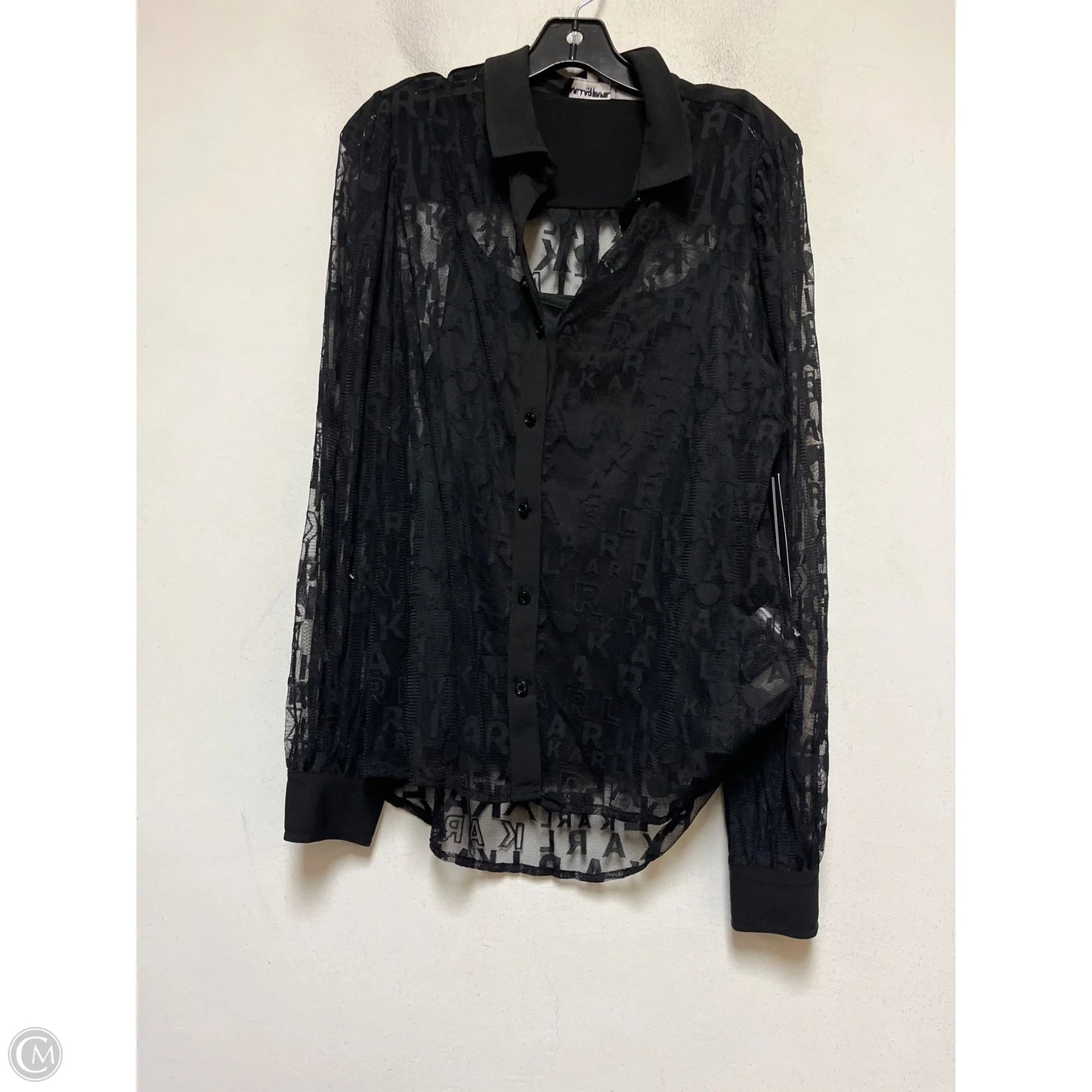 Top Long Sleeve Designer By Karl Lagerfeld In Black, Size: M