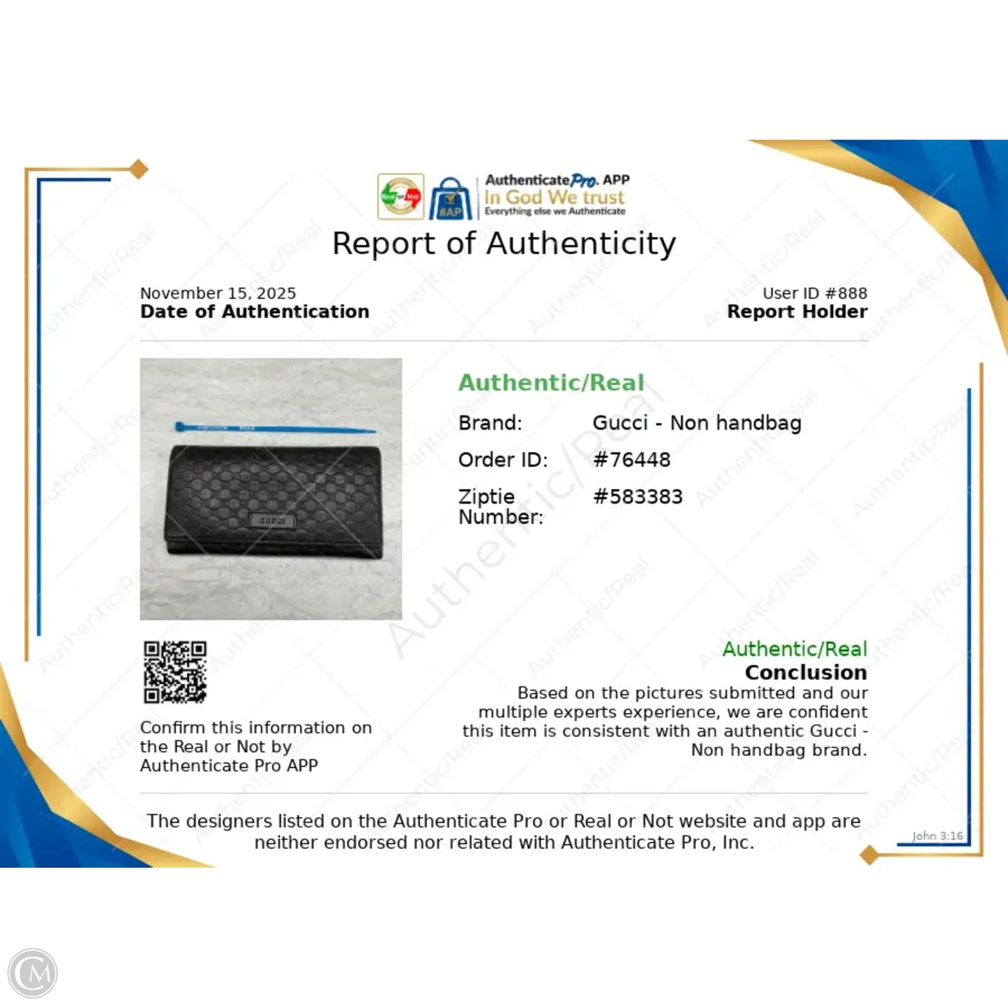 Wallet Luxury Designer By Gucci, Size: Large