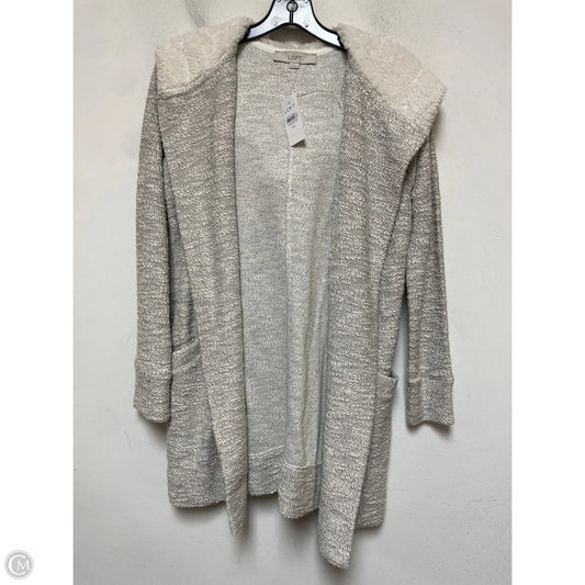Sweater Cardigan By Loft In Grey & White, Size: Xs