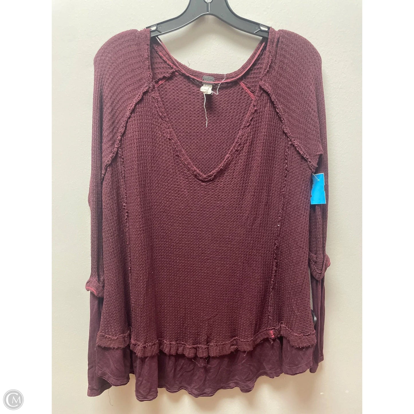 Top Long Sleeve By We The Free In Maroon, Size: Xs