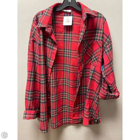Top Long Sleeve By Clothes Mentor In Plaid Pattern, Size: L