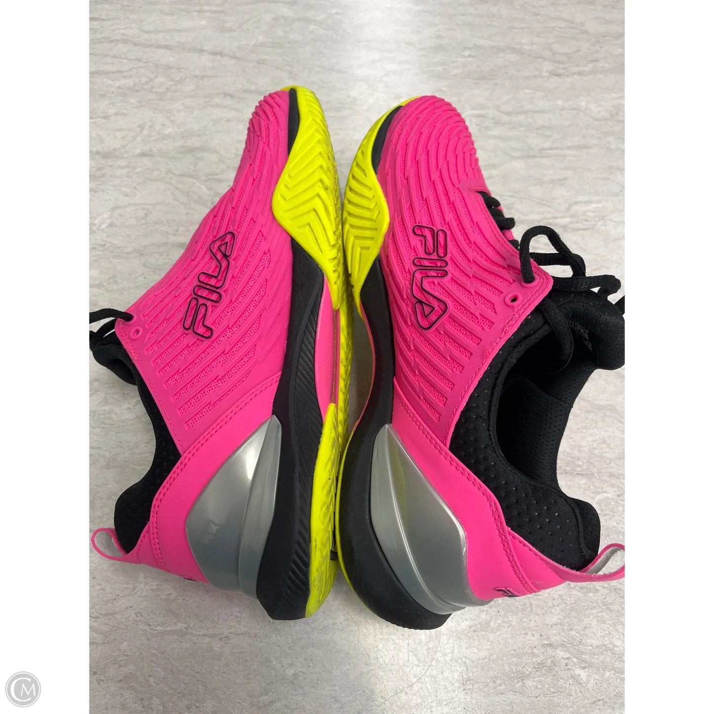 Shoes Athletic By Fila In Pink & Yellow, Size: 9