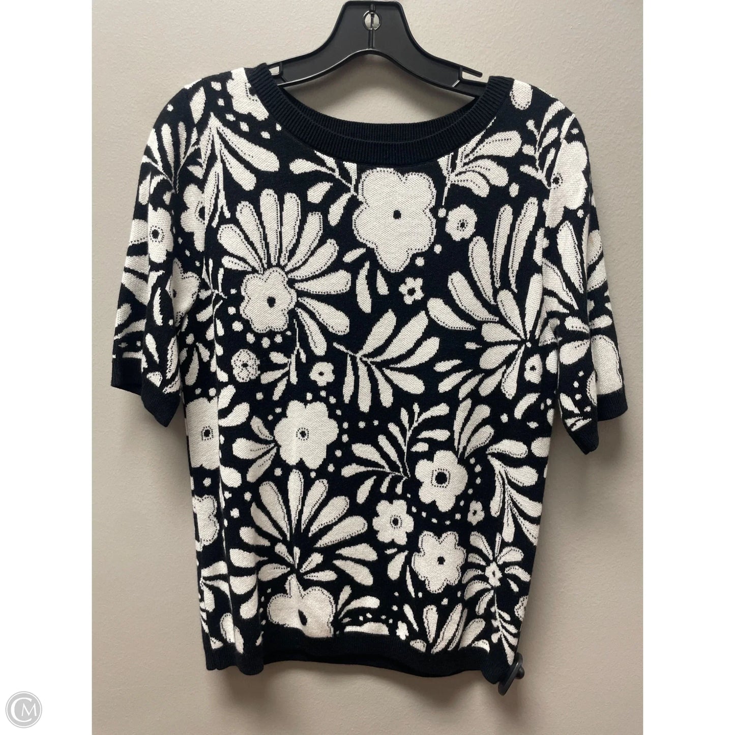 Sweater Short Sleeve By Ann Taylor In Black & White, Size: M