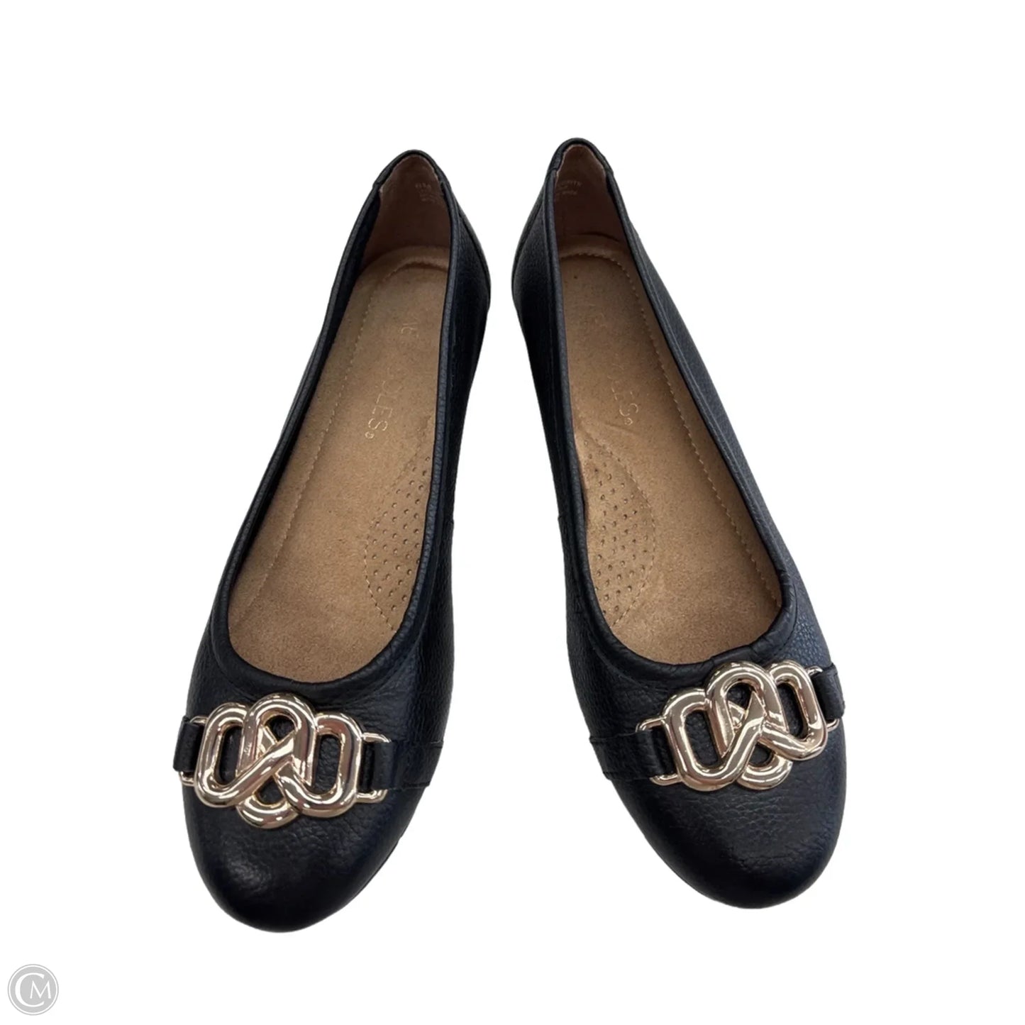 Shoes Flats By Aerosoles In Black & Gold, Size: 6