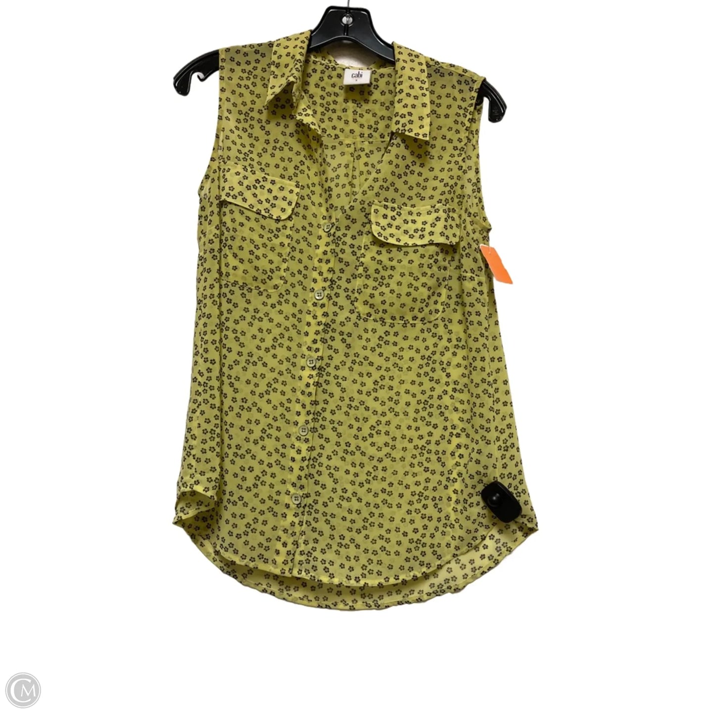 Top Sleeveless By Cabi In Black & Yellow, Size: S