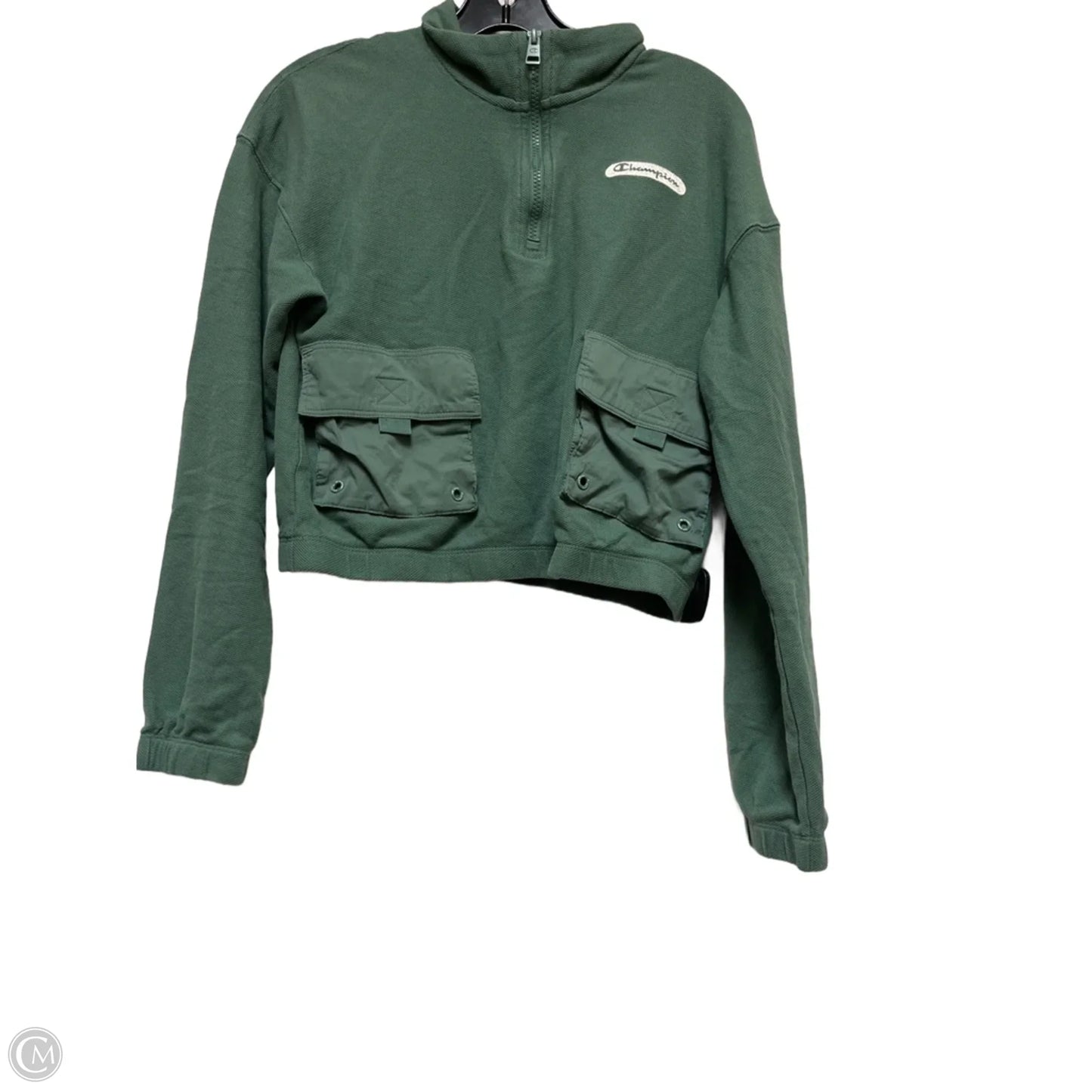 Athletic Top Long Sleeve Collar By Champion In Green, Size: S