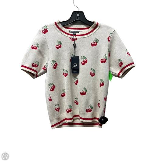 Top Short Sleeve By Adrianna Papell In Red & Tan, Size: S