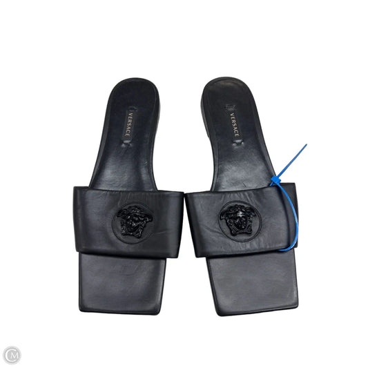 Sandals Luxury Designer By Versace In Black, Size: 8
